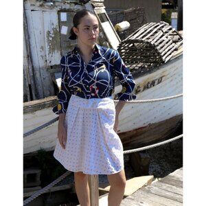 Emporio Armani White Eyelet Overlay Skirt Size XS